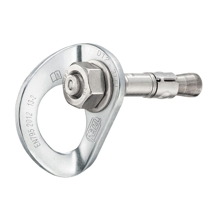 Coeur Bolt Stainless 12, silberner Metallanker mit runder Öse und Schraubverschluss, Herstellername Petzl sichtbar