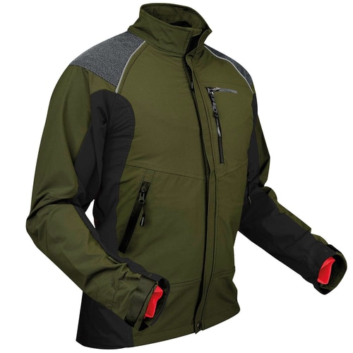 Ventilation Jacket in Olivgrün und Schwarz mit Reißverschlusstaschen und hohem Kragen