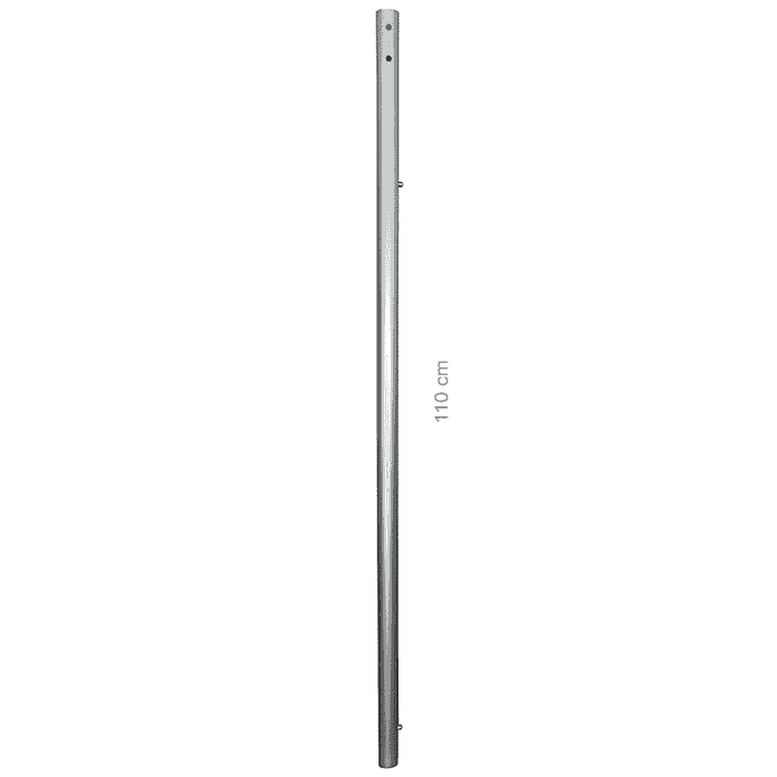 Longboy Stange oben, eine lange silberne Stange mit mehreren Löchern, 110 cm lang