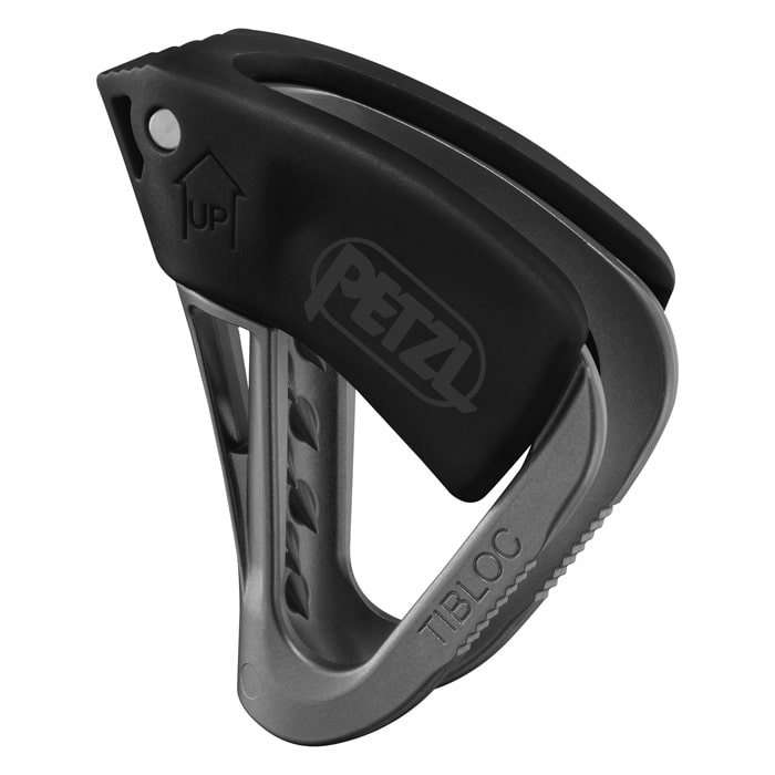 Tibloc von Petzl, graues und schwarzes Klettergerät mit dem Schriftzug Petzl und Tibloc
