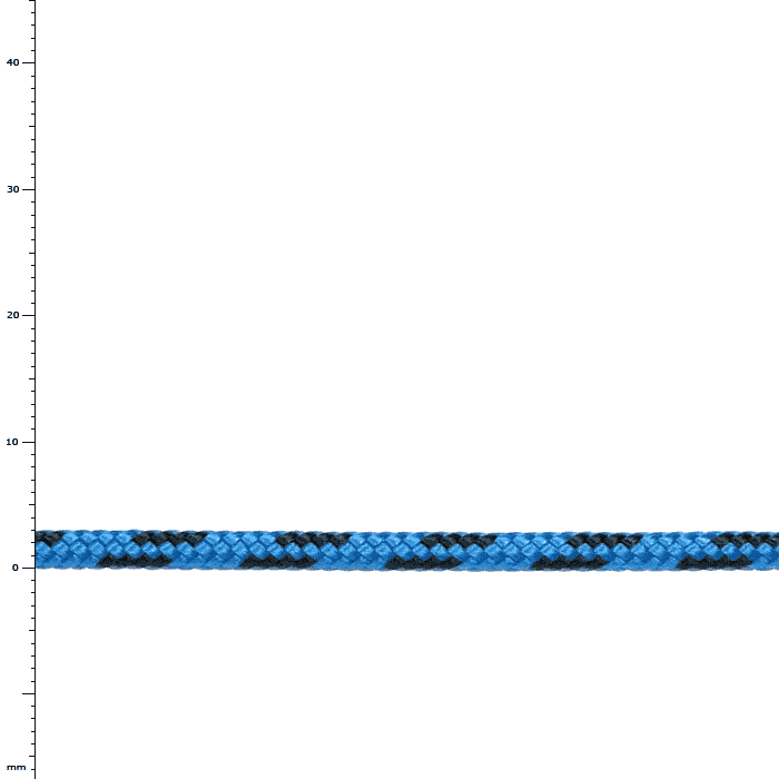 Reepschnur 3, blaue und schwarze geflochtene Schnur, Produktname sichtbar