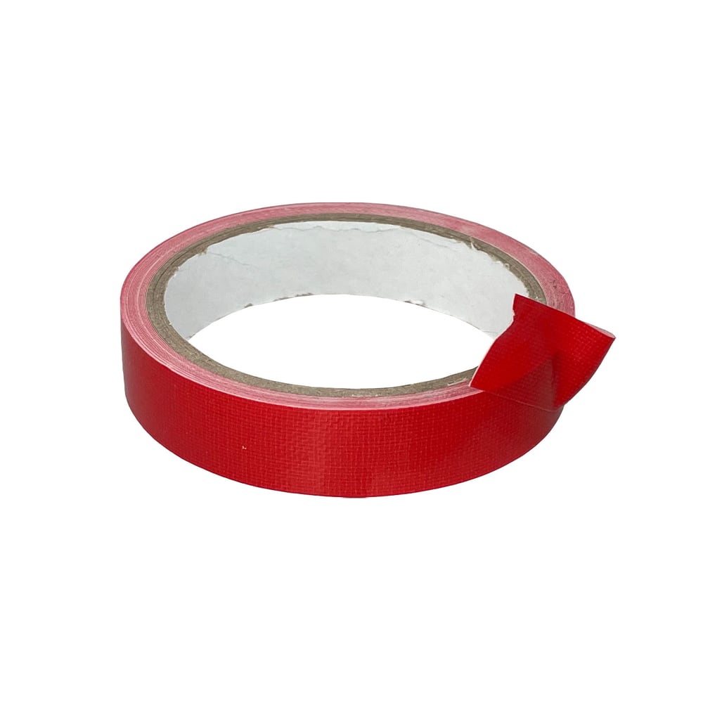 boa Gewebeband, rotes Klebeband auf einer Rolle mit einem leicht abgezogenen Ende