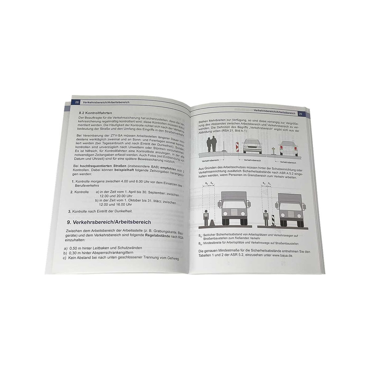 Offenes Buch BauSi mit Text und Illustrationen zu Verkehrs- und Arbeitsbereichen