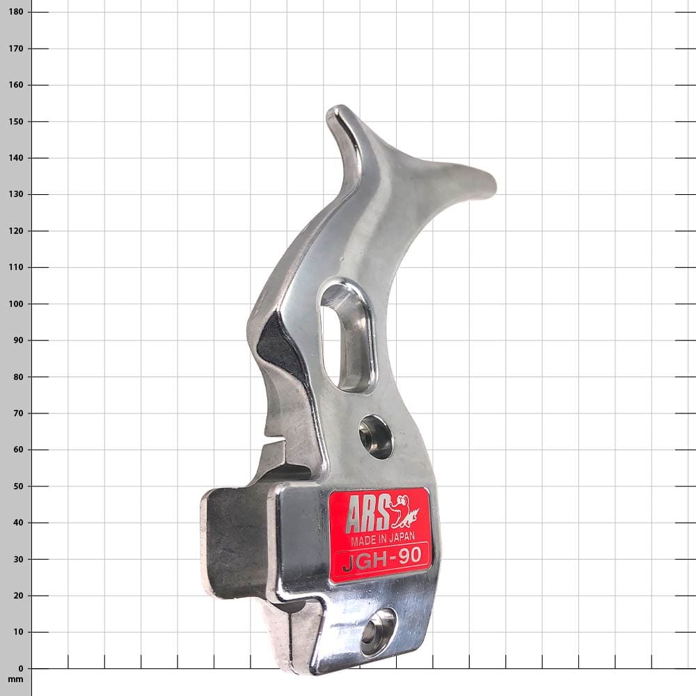 ARS Sägenhaken aus Metall mit rotem Aufkleber JGH-90, Hersteller ARS, seitliche Ansicht