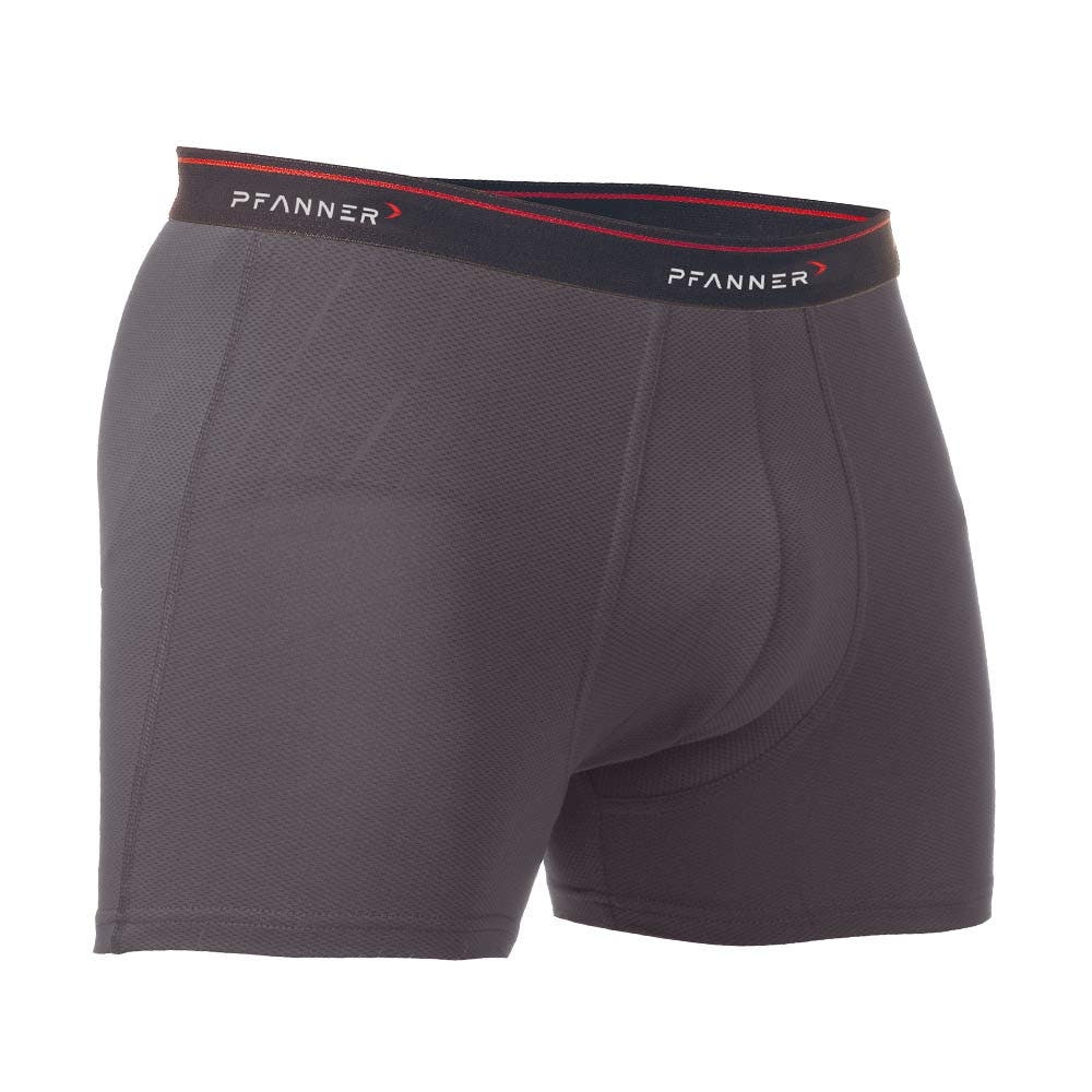 Funktions-Unterhose von Pfanner in Dunkelgrau mit schwarzem Bund und weißem Pfanner-Logo