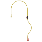 Microflip Seil mit gelb-schwarzem Muster, rotem und schwarzem Kunststoffteil, Hersteller Petzl