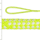 Sirius Bull Rope 16 S, hellgelbes und weißes geflochtenes Seil mit Schlaufe an einem Ende, Nahaufnahme der Struktur und Farbe des Seils
