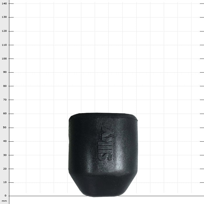 Hayauchi 630 Gummipuffer, schwarz, zylindrisch mit abgeschrägtem Boden und Prägung "AYLIS" auf der Oberfläche
