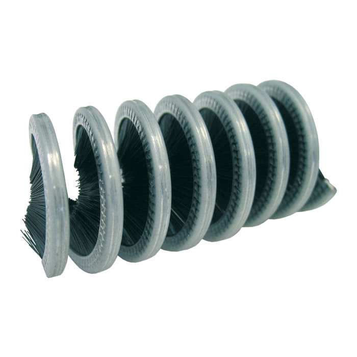 Rope Brush, graue runde Bürsten mit schwarzen Borsten, angeordnet in einer Spirale