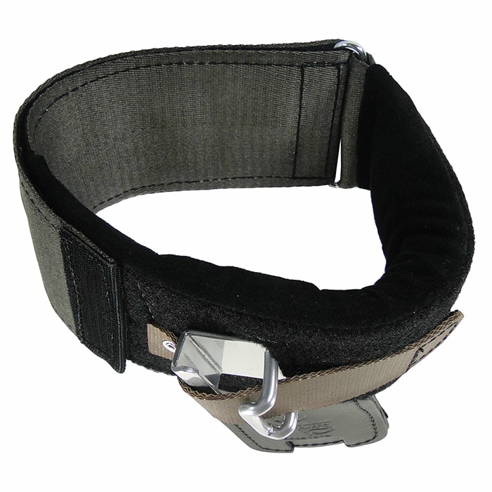 Wrap Pads Steel Buckalloy, schwarzer gepolsterter Handgelenkriemen mit grauem Stoff und Metallhaken