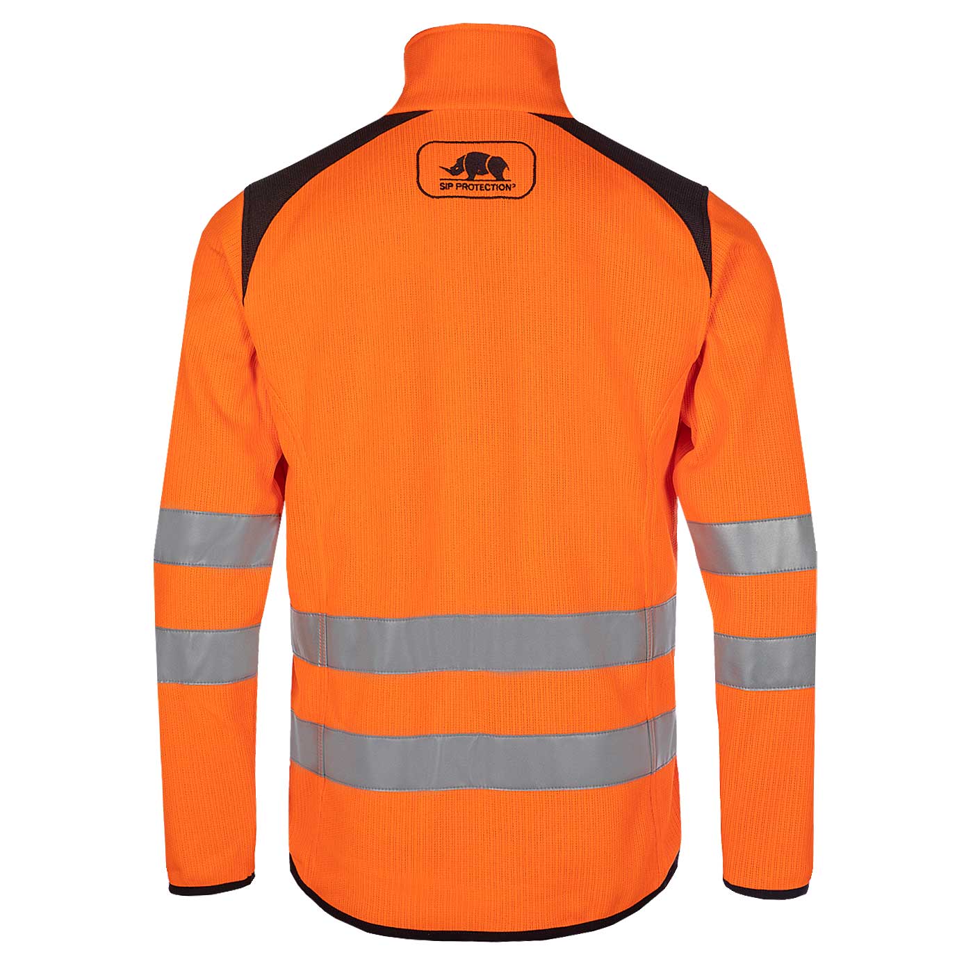 Tundra Flash Jacke in Orange mit reflektierenden Streifen auf der Rückseite und schwarzem Schulterbereich, Hersteller Rhino, Typ nicht sichtbar