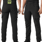Magni Evolution Cargohose, schwarze Arbeitshose getragen von einem Modell, Vorder- und Rückseite sichtbar mit HH workwear Logo auf dem Bund