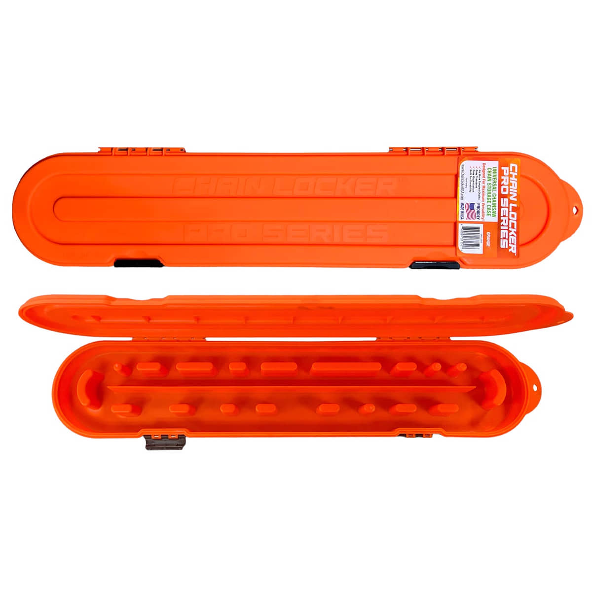 Chain Locker Pro Series Kettenschutzhülle in Orange, geschlossen, mit Aufkleber rechts oben