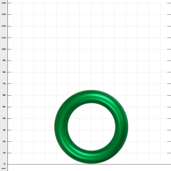 Grüner Aluring 40 Ring mit glatter Oberfläche vor kariertem Hintergrund