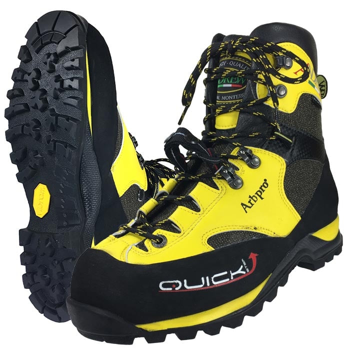 Quickstep Boot EZloop von Arbpro, gelb-schwarzer Bergstiefel mit Profilsohle und Schnürsenkeln