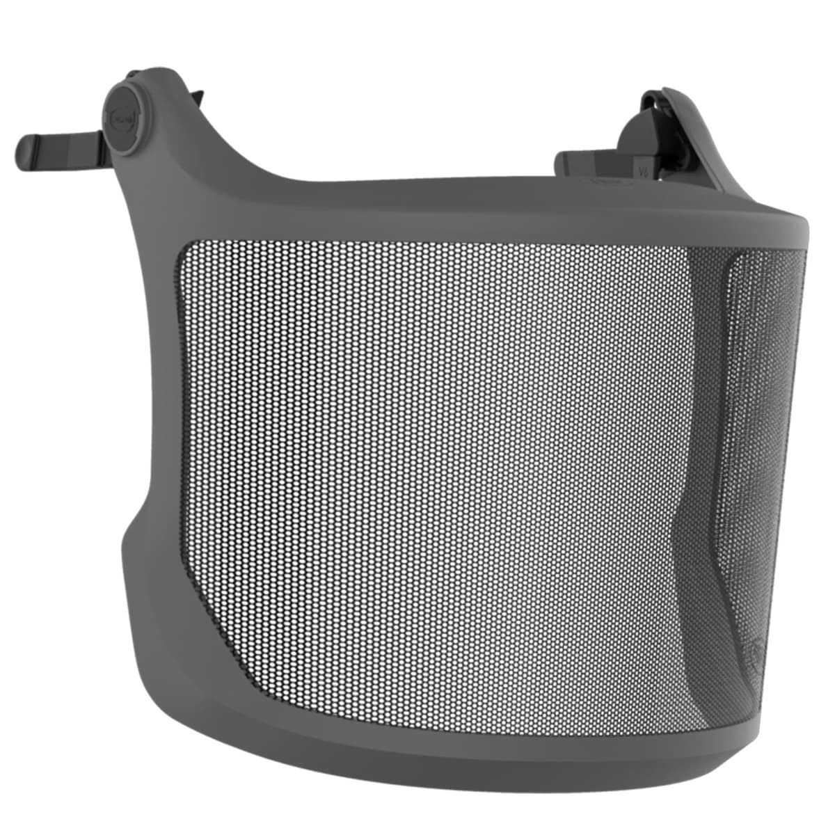 Evoguard M3 Forestry Visor mit grauem Rahmen und schwarzem Netzgewebe von vorne