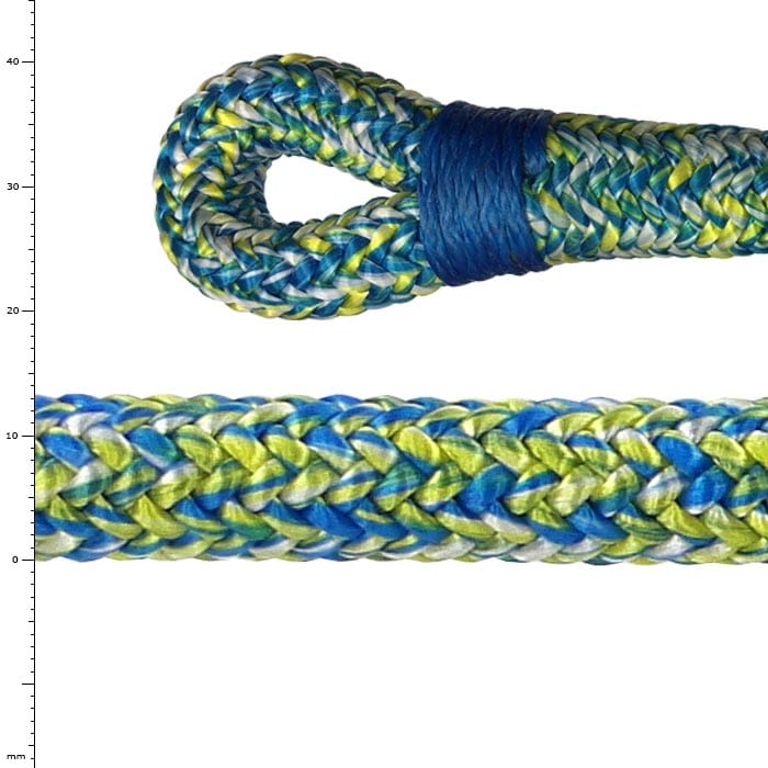Safe Vision 13 bunt geflochtenes Seil mit Schlaufe und blauer Umwicklung am Ende