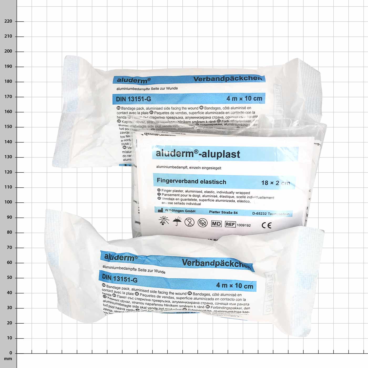 First Aid XS Füllset mit aluderm Verbandpäckchen 4 m x 10 cm und aluderm-aluplast Fingerverband elastisch 18 x 2 cm