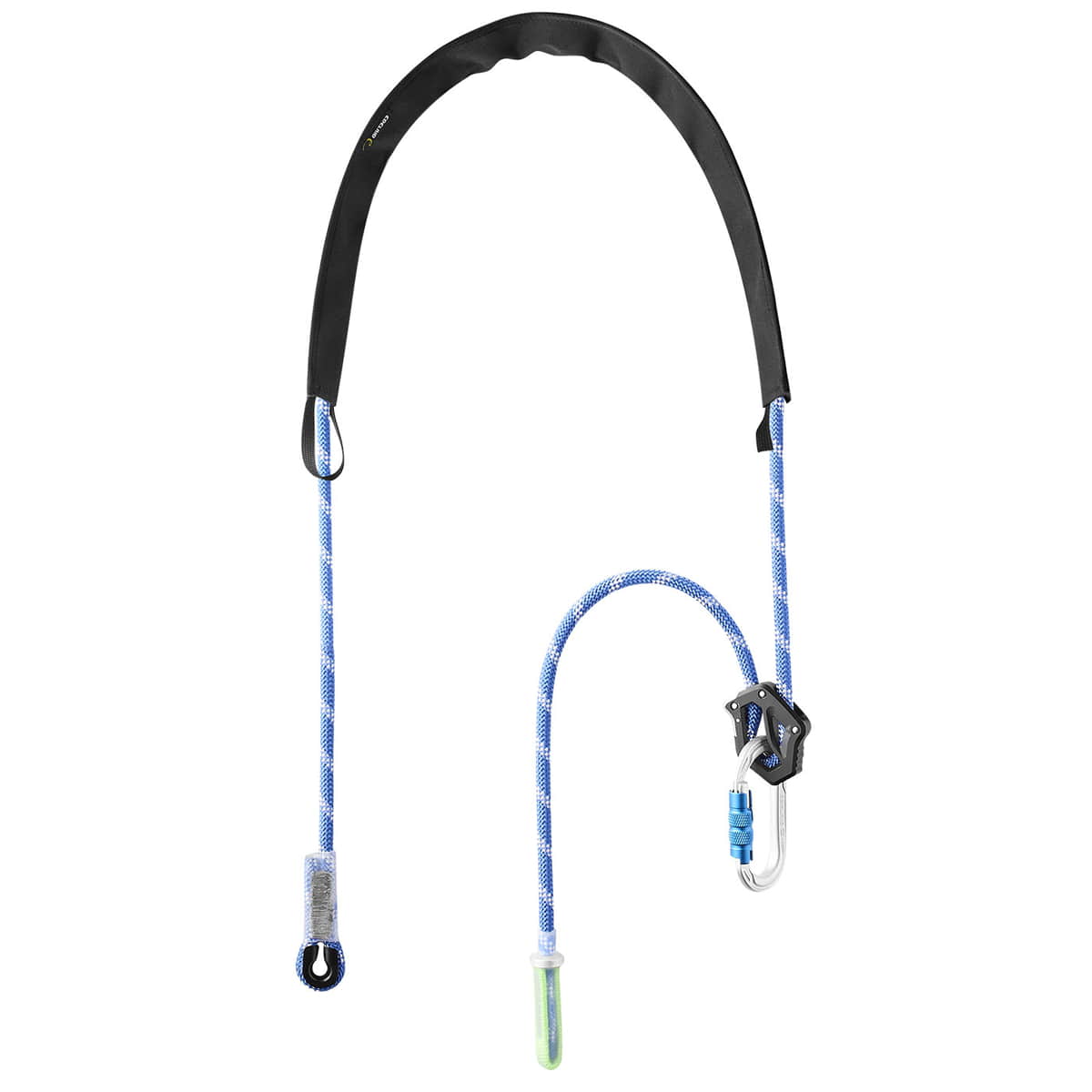 Switch Pro Adjust, blau-weißes Seil mit schwarzer Polsterung oben und Karabinerhaken