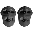 Toolprotect Helmhalter, zwei schwarze Kunststoffteile mit Befestigungslöchern und Haltehaken nebeneinander liegend