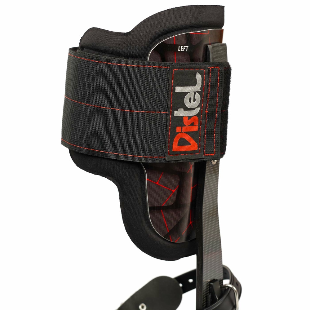 Distel Carbon 3.1 Classic von Distel, linke Carbon-Schiene mit gepolstertem schwarzen Klettband mit Distel-Logo, Seitenansicht