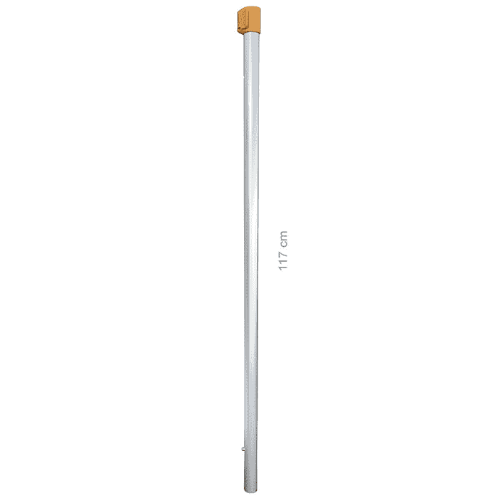 Longboy Stange Mitte, lange silberne Stange mit orangefarbenem Ende, 117 cm lang