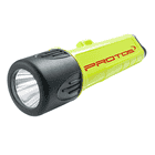 Maclip Light Taschenlampe von Protos in gelb mit schwarzem Lampenkopf und rotem Protos-Schriftzug