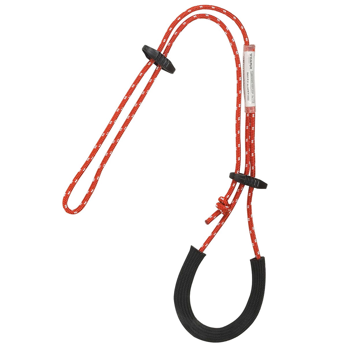 Turboknee Footloop, rotes Seil mit schwarzen Kunststoffteilen und gepolstertem schwarzen Schlaufenbereich