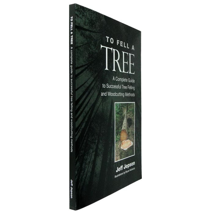Buch "To Fell A Tree" von Jeff Jepson, seitliche Ansicht des Buches mit gleichem Coverdesign wie im ersten Bild