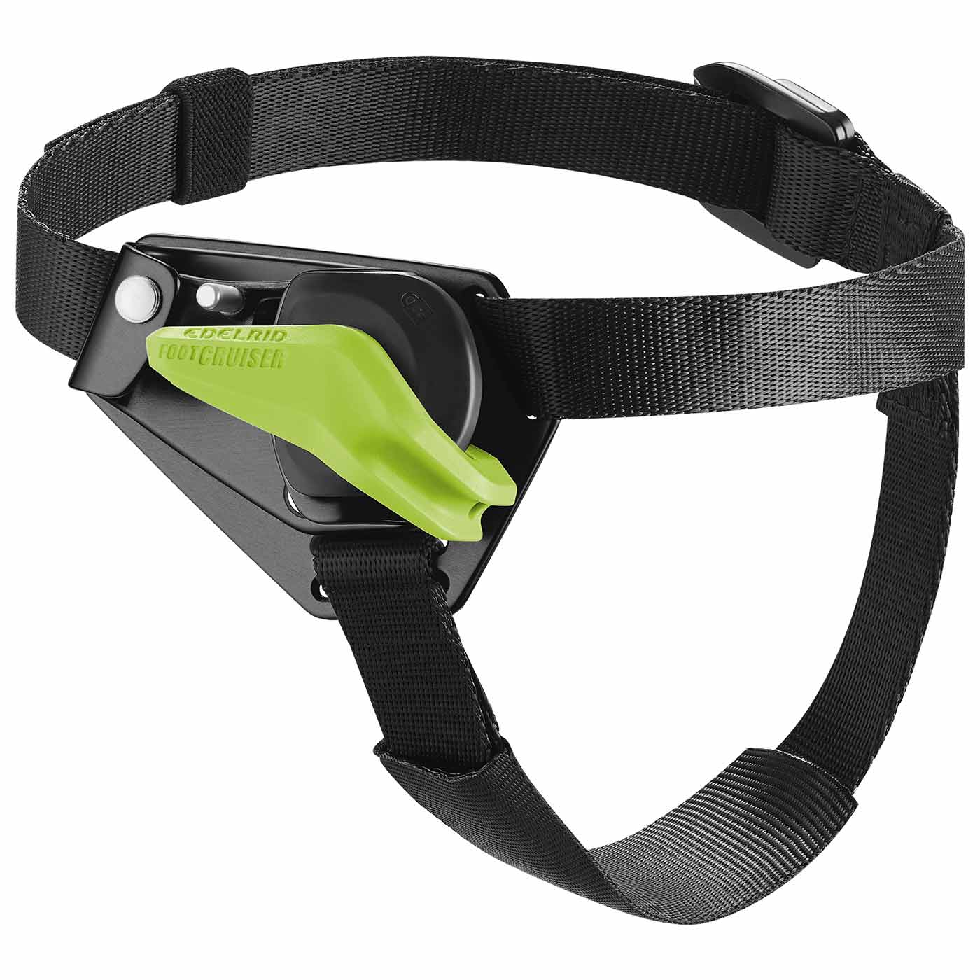 Foot Cruiser R mit schwarzem Gurtband und grünem Hebel, Hersteller Edelrid