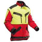 KlimaAIR® Forstjacke in Gelb und Rot mit schwarzen Details und mehreren Reißverschlusstaschen