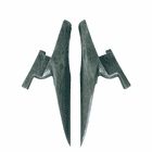 Bashlin Spikes L, zwei dunkelgraue Metallspitzen mit Befestigungselementen, nebeneinander angeordnet