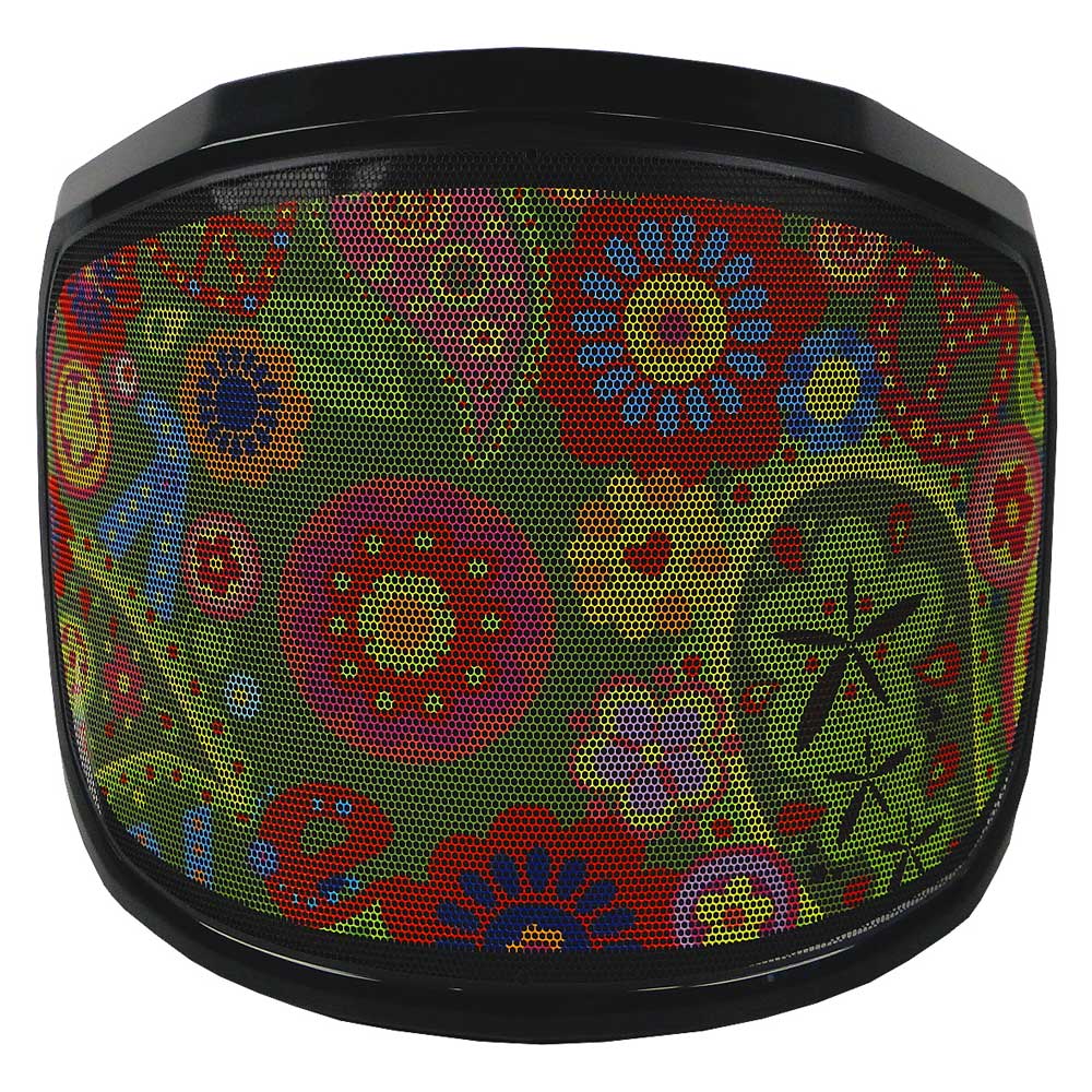 PROTOS® Visier Special Edition mit buntem, floralen Muster und schwarzem Rahmen, Frontansicht