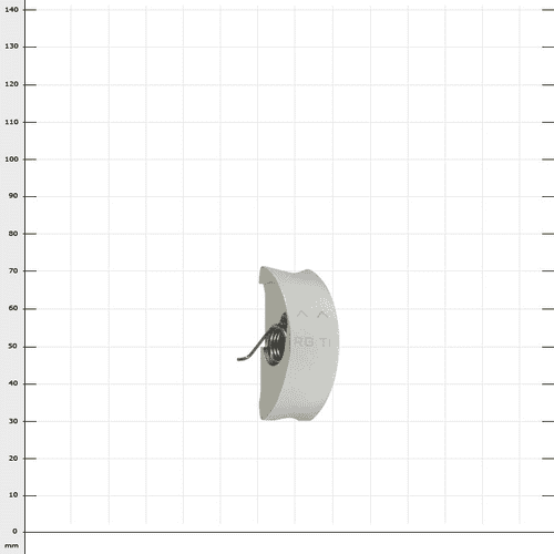 RopeGuide TwinLine Klemmbacke, silberfarbene halbkreisförmige Metallklemme mit einer kleinen Spiralfeder in der Mitte