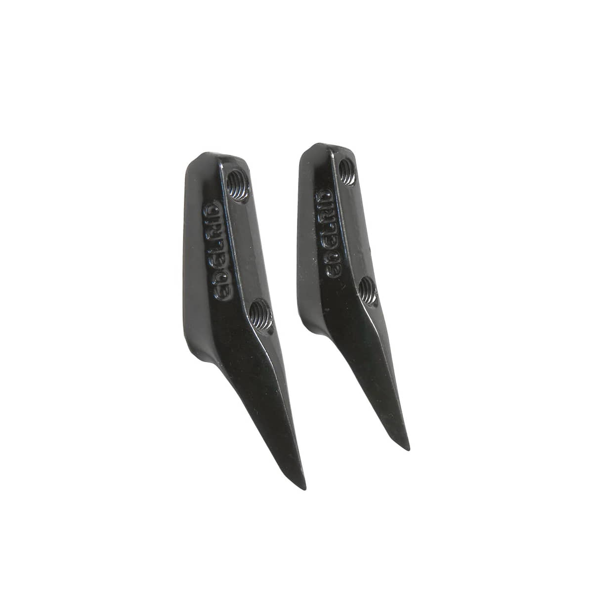 Zwei schwarze Talonspikes S mit zwei Schraublöchern, ohne sichtbaren Hersteller